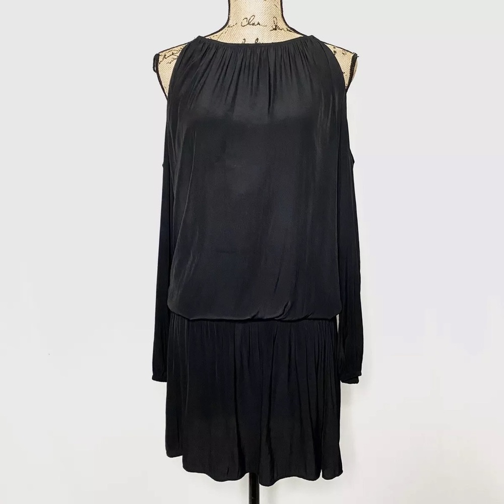 Ramy Brook Cold Shoulder Black Dress Drop Waist